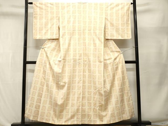 平和屋着物■上質な紬　幾何学文　正絹　逸品　CABL3519ev