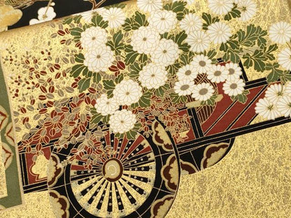 平和屋着物■豪華黒留袖　休み鳥花車文　金彩　正絹　逸品　CABL3520ev