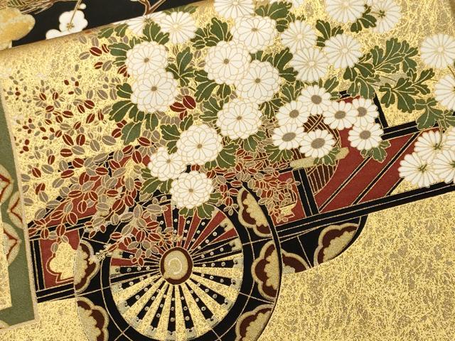 平和屋着物■豪華黒留袖　休み鳥花車文　金彩　正絹　逸品　CABL3520ev
