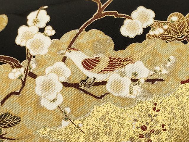 平和屋着物■豪華黒留袖　休み鳥花車文　金彩　正絹　逸品　CABL3520ev