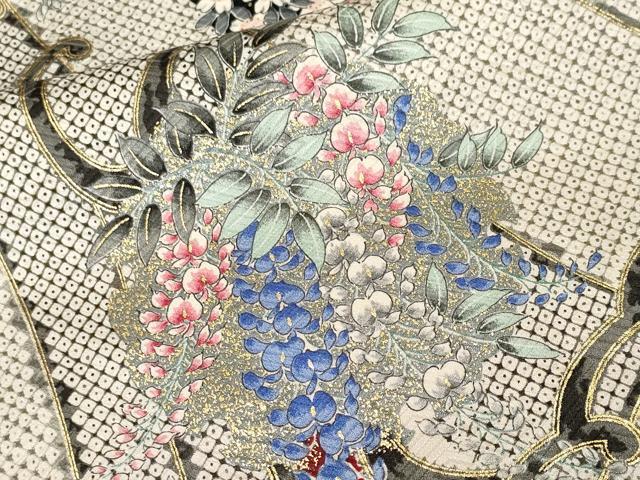 平和屋着物■豪華振袖　駒刺繍　雪輪草花文　藤花房　金彩　正絹　逸品　CABL3521ev