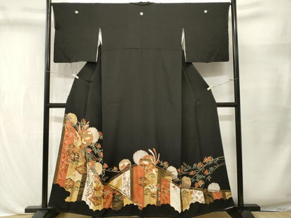平和屋着物■豪華黒留袖　駒刺繍　双鶴鳳凰雪輪枝花文　金彩　正絹　逸品　CABL3522ev