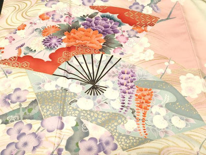 平和屋着物■豪華振袖　扇面地紙草花文　暈し染め　金彩　正絹　逸品　CABL3523ev