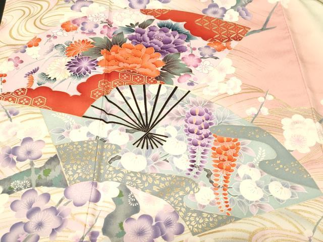 平和屋着物■豪華振袖　扇面地紙草花文　暈し染め　金彩　正絹　逸品　CABL3523ev