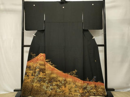 平和屋着物■豪華黒留袖　作家物　赤富士　枝花文　暈し染め　金彩　正絹　逸品　CABL3524ev