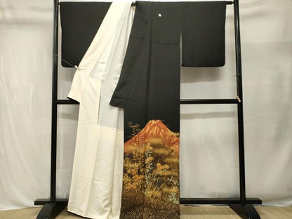 平和屋着物■豪華黒留袖　作家物　赤富士　枝花文　暈し染め　金彩　正絹　逸品　CABL3524ev