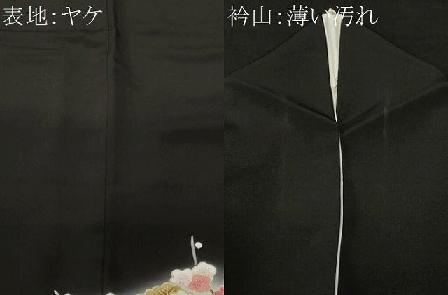平和屋着物■豪華黒留袖　刺繍　籬飛鶴流水鴛鴦文　暈し染め　金彩　正絹　逸品　CABL3526ev