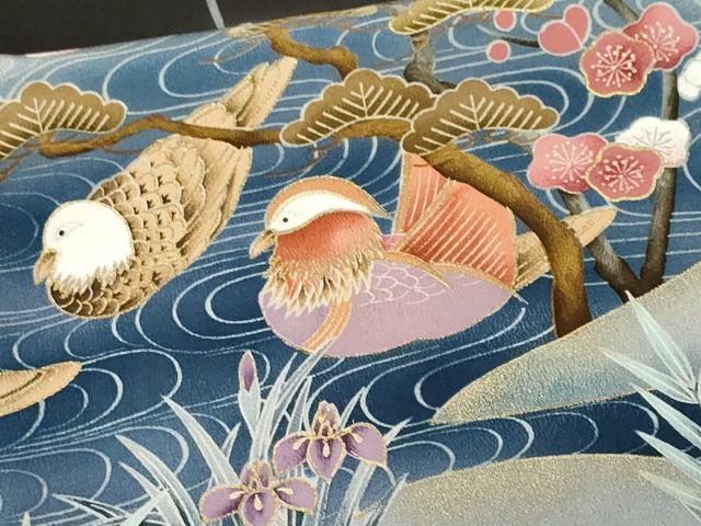 平和屋着物■豪華黒留袖　刺繍　籬飛鶴流水鴛鴦文　暈し染め　金彩　正絹　逸品　CABL3526ev