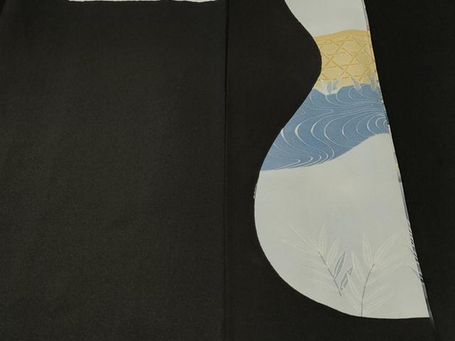 平和屋着物■豪華黒留袖　刺繍　籬飛鶴流水鴛鴦文　暈し染め　金彩　正絹　逸品　CABL3526ev
