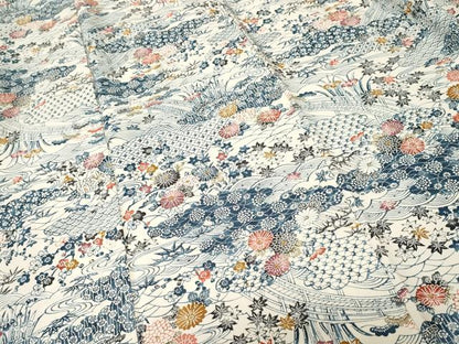 平和屋着物■上質な小紋　型染め　流水風景花文　正絹　逸品　CABL3533ev