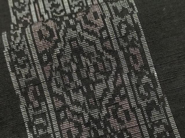 平和屋着物■上質な紬　幾何学間道　正絹　逸品　CABL3535ev