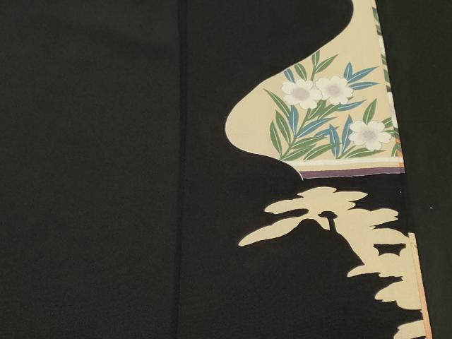 平和屋着物■豪華黒留袖　駒刺繍　几帳御所車花文　暈し染め　金彩　正絹　逸品　CABL3536ev