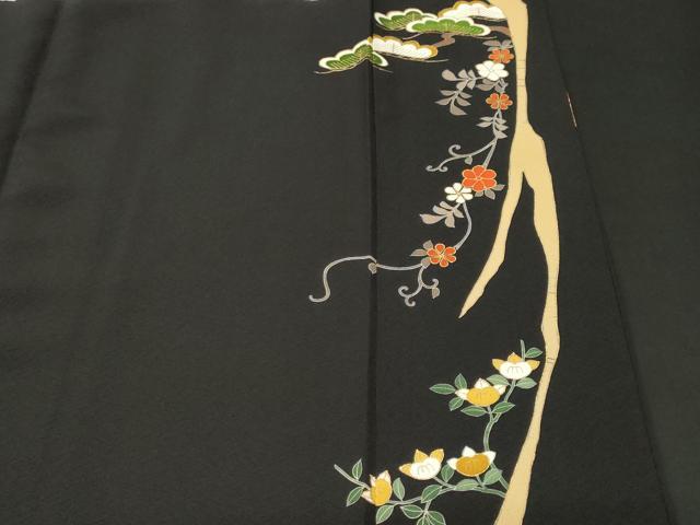 平和屋着物■豪華黒留袖　作家物　駒刺繍　藤花房色紙重ね宝尽し花文　金彩　正絹　逸品　CABL3538ev