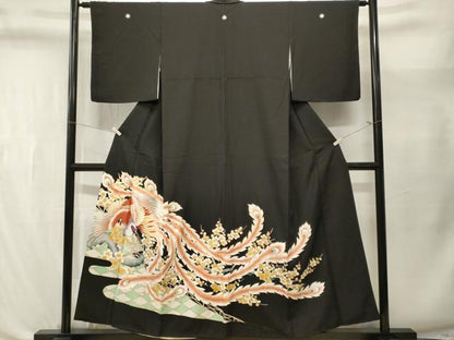平和屋着物■豪華黒留袖　刺繍　鳳凰枝梅文　金銀彩　正絹　逸品　CABL3542ev