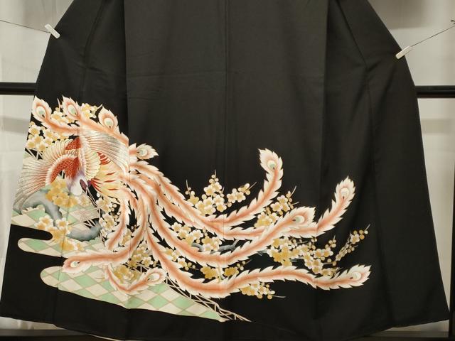 平和屋着物■豪華黒留袖　刺繍　鳳凰枝梅文　金銀彩　正絹　逸品　CABL3542ev