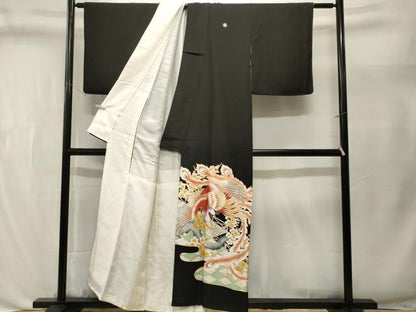 平和屋着物■豪華黒留袖　刺繍　鳳凰枝梅文　金銀彩　正絹　逸品　CABL3542ev