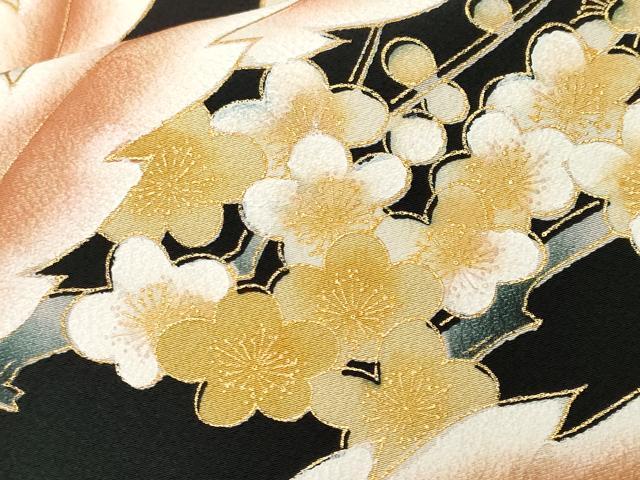平和屋着物■豪華黒留袖　刺繍　鳳凰枝梅文　金銀彩　正絹　逸品　CABL3542ev