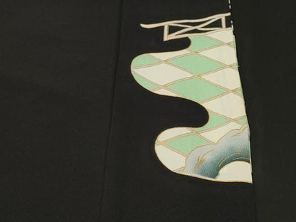 平和屋着物■豪華黒留袖　刺繍　鳳凰枝梅文　金銀彩　正絹　逸品　CABL3542ev
