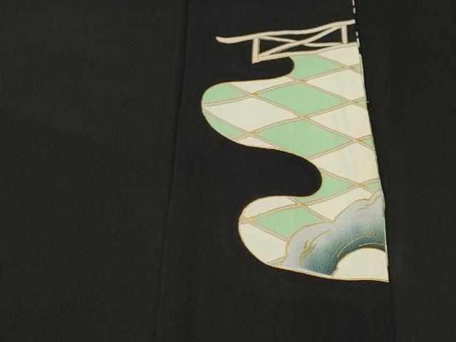 平和屋着物■豪華黒留袖　刺繍　鳳凰枝梅文　金銀彩　正絹　逸品　CABL3542ev