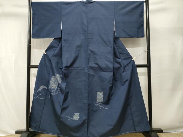 平和屋着物■訪問着　紬地　御所車草花文　正絹　逸品　CABL3543ev
