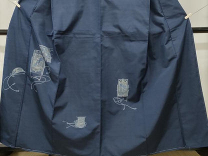 平和屋着物■訪問着　紬地　御所車草花文　正絹　逸品　CABL3543ev