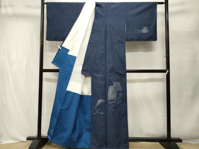 平和屋着物■訪問着　紬地　御所車草花文　正絹　逸品　CABL3543ev