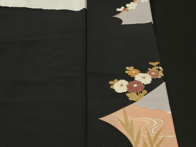 平和屋着物■豪華黒留袖　刺繍　遠山鴛鴦花文　金彩　正絹　逸品　CABL3544ev