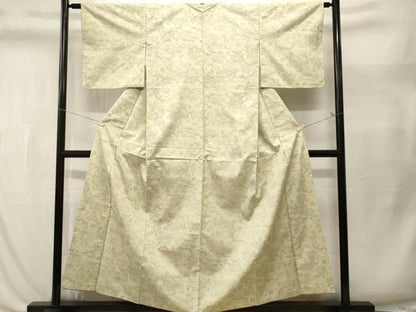 平和屋着物■上質な紬　流水草花文　正絹　逸品　CABL3548ev