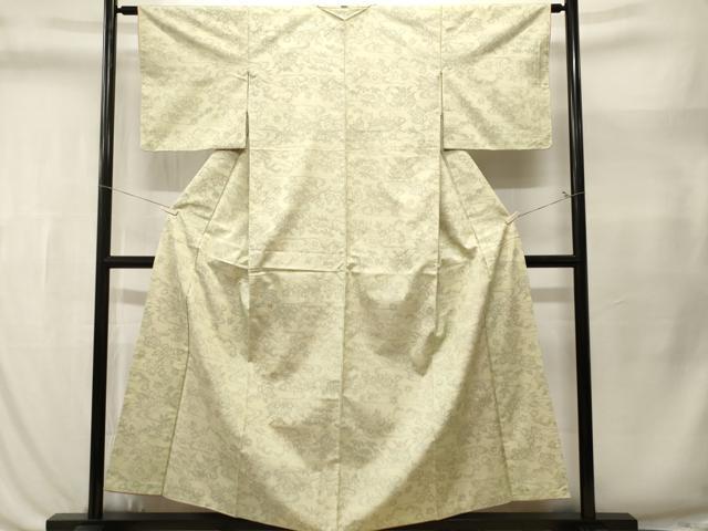 平和屋着物■上質な紬　流水草花文　正絹　逸品　CABL3548ev