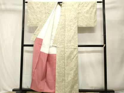 平和屋着物■上質な紬　流水草花文　正絹　逸品　CABL3548ev