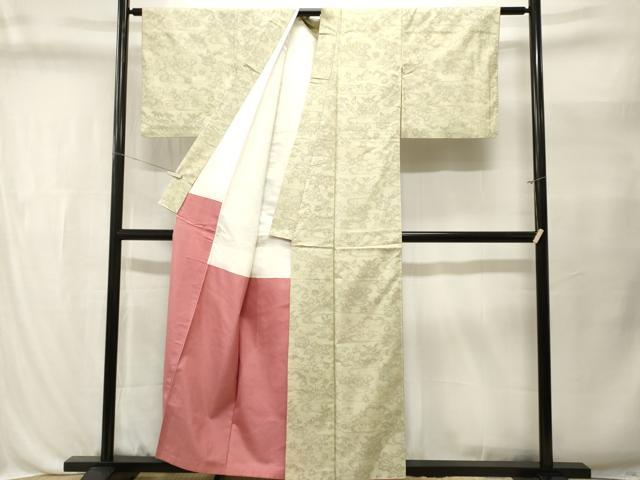平和屋着物■上質な紬　流水草花文　正絹　逸品　CABL3548ev