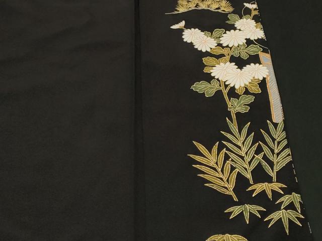 平和屋着物■豪華黒留袖　駒刺繍　鼓　舟　松竹梅　金彩　正絹　逸品　CABL3549ev