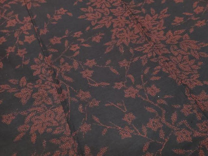 平和屋着物■上質な紬　枝花文　黒地　正絹　逸品　CABL3552ev