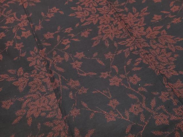 平和屋着物■上質な紬　枝花文　黒地　正絹　逸品　CABL3552ev