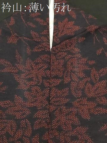 平和屋着物■上質な紬　枝花文　黒地　正絹　逸品　CABL3552ev