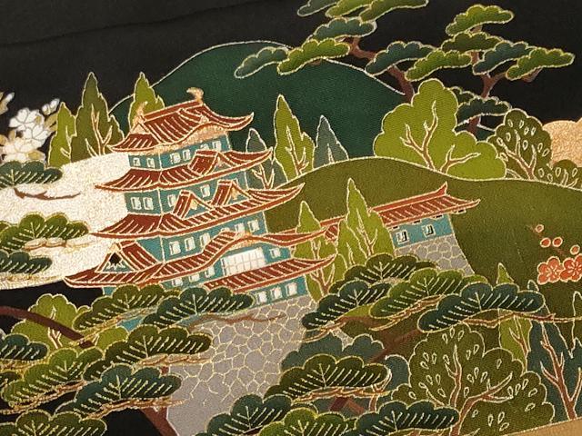 平和屋着物■谷崎潤一郎の世界　黒留袖　駒刺繍　大名行列　暈し染め　金彩　正絹　逸品　CABL3553ev
