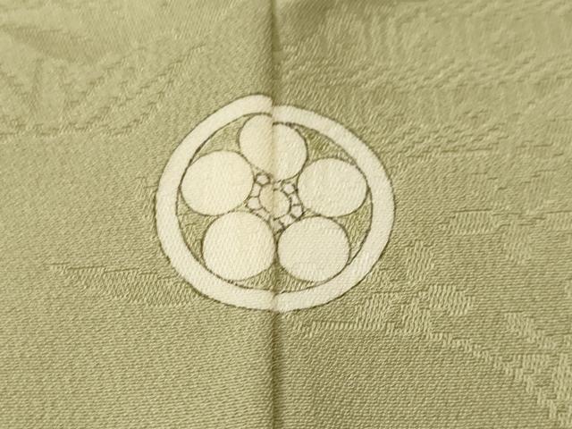 平和屋着物■上質な色無地　雲取り吉祥花地紋　若菜色　正絹　逸品　CABL3562ev