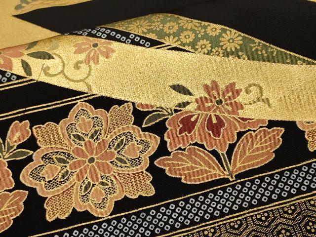 平和屋着物■豪華黒留袖　駒刺繍　束ね熨斗花鳥文　金彩　正絹　逸品　CABL3566ev