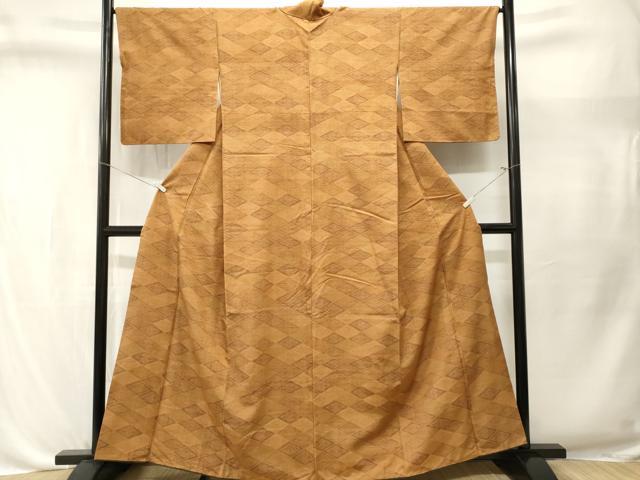 平和屋着物■上質な紬　菱幾何学文　正絹　逸品　CABL3567ev