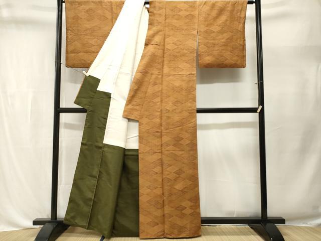 平和屋着物■上質な紬　菱幾何学文　正絹　逸品　CABL3567ev