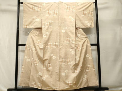 平和屋着物■上質な紬　井桁絣　花簪　正絹　逸品　CABL3569ev
