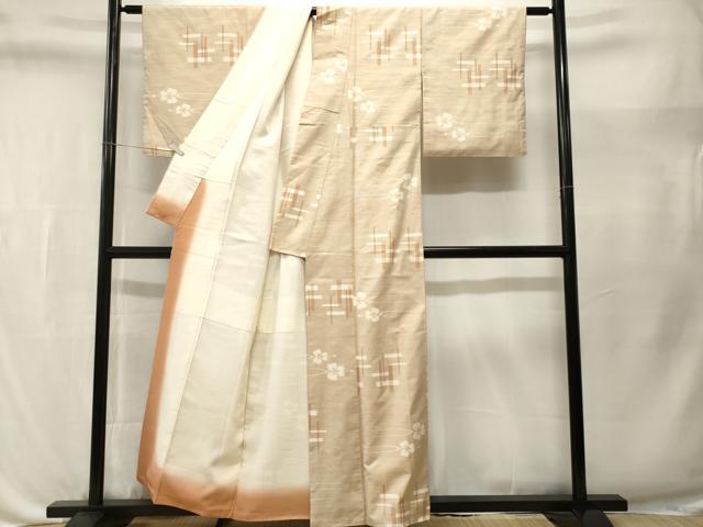 平和屋着物■上質な紬　井桁絣　花簪　正絹　逸品　CABL3569ev