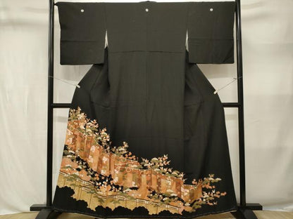 平和屋着物■豪華黒留袖　屏風松竹梅宝尽くし文　金彩　正絹　逸品　CABL3580ev