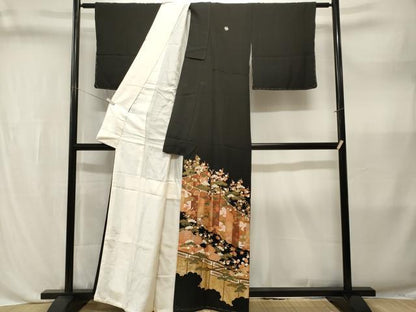 平和屋着物■豪華黒留袖　屏風松竹梅宝尽くし文　金彩　正絹　逸品　CABL3580ev
