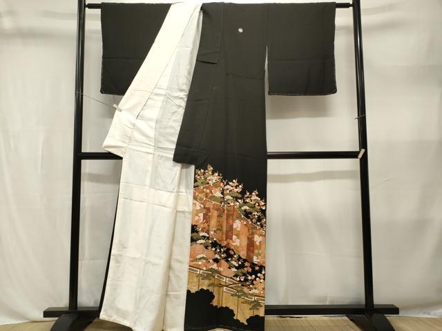 平和屋着物■豪華黒留袖　屏風松竹梅宝尽くし文　金彩　正絹　逸品　CABL3580ev