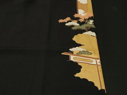 平和屋着物■豪華黒留袖　屏風松竹梅宝尽くし文　金彩　正絹　逸品　CABL3580ev