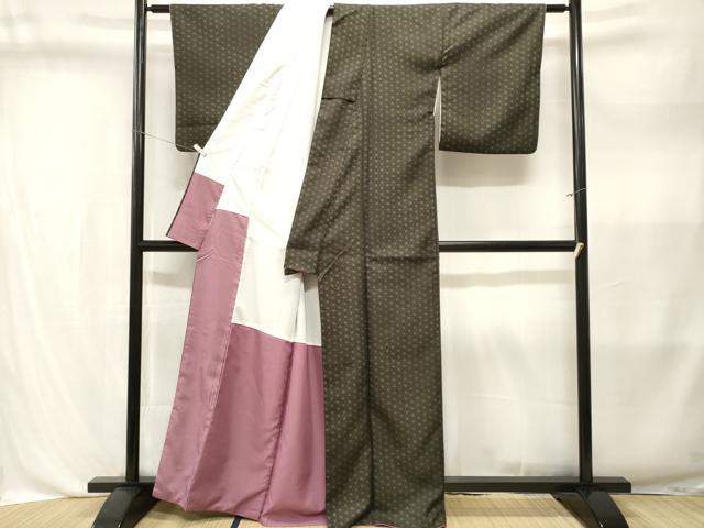 平和屋着物■小紋　麻の葉文様　洗える着物　CABL3581ev