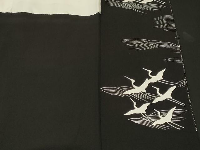 平和屋着物■豪華黒留袖　駒刺繍　立波飛鶴地紙花文　金彩　正絹　逸品　CABL3586ev