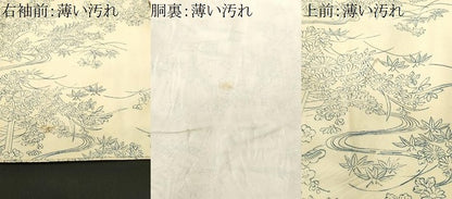 平和屋着物■上質な小紋　流水几帳草花文　正絹　逸品　CABL3587ev