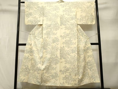 平和屋着物■上質な小紋　流水几帳草花文　正絹　逸品　CABL3587ev